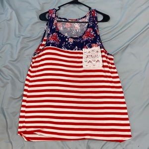 Tank top with lace pocket detail.